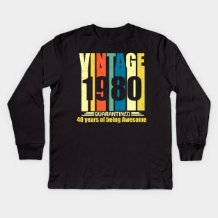 vintage 1980 40 years of being awesome 40th birthday gift Kids Long Sleeve T-Shirt